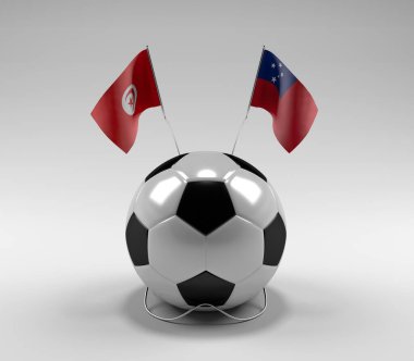 Tunus - Samoa Futbol Bayrakları, Beyaz Arkaplan - 3D Render