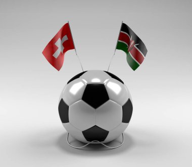 İsviçre - Kenya Futbol Bayrakları, Beyaz Arkaplan - 3D Render