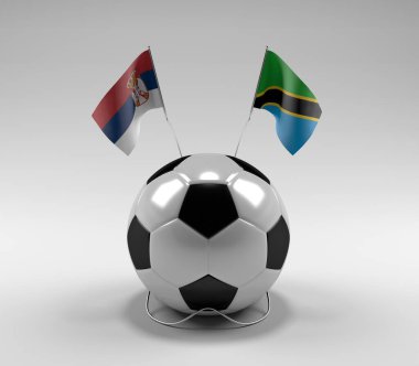 Sırbistan - Tanzanya Futbol Bayrakları, Beyaz Arkaplan - 3D Hazırlama