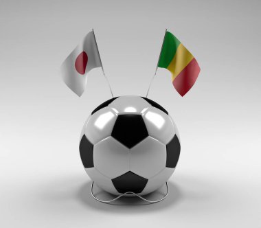 Japonya - Mali Futbol Bayrakları, Beyaz Arkaplan - 3D Render