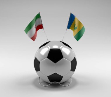 İran - Saint-Vincent-and-the-Grenadines Futbol Bayrakları, Beyaz Arkaplan - 3D Render