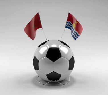 Fas - Kiribati Futbol Bayrakları, Beyaz Arkaplan - 3D Render