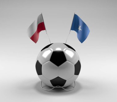 Polonya - Somali Futbol Bayrakları, Beyaz Arkaplan - 3D Render