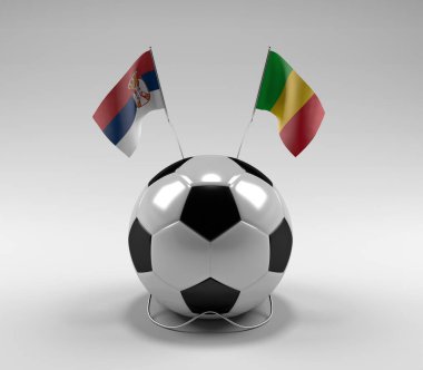 Sırbistan - Mali Futbol Bayrakları, Beyaz Arkaplan - 3D Hazırlama