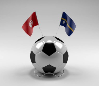 Tunus - Nauru Futbol Bayrakları, Beyaz Arkaplan - 3D Render