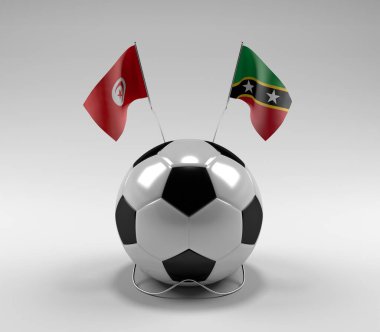 Tunus - Saint-Kitts-and-Nevis Futbol Bayrakları, Beyaz Arkaplan - 3D Render