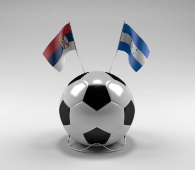 Sırbistan - Honduras Futbol Bayrakları, Beyaz Arkaplan - 3D Hazırlama