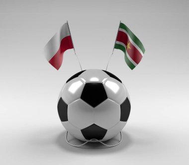 Polonya - Surinam Futbol Bayrakları, Beyaz Arkaplan - 3D Render