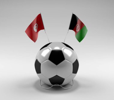 Tunus - Afganistan Futbol Bayrakları, Beyaz Arkaplan - 3D Render