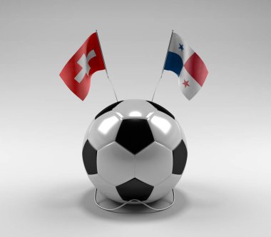 İsviçre - Panama Futbol Bayrakları, Beyaz Arkaplan - 3D Render