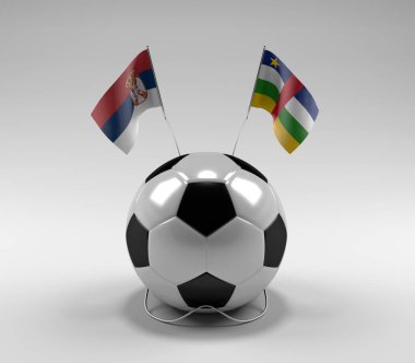 Sırbistan - Orta-Afrika-Cumhuriyeti Futbol Bayrakları, Beyaz Arkaplan - 3D Render