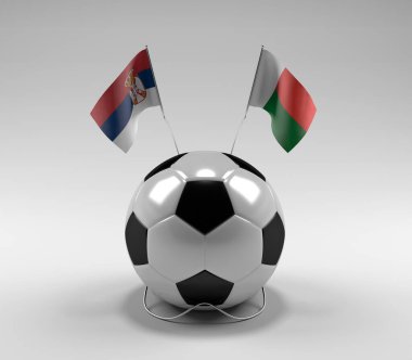 Sırbistan - Madagaskar Futbol Bayrakları, Beyaz Arkaplan - 3D Hazırlama