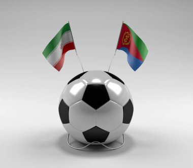 İran - Eritre Futbol Bayrakları, Beyaz Arkaplan - 3D Render