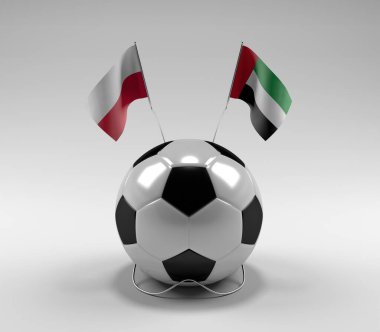 Polonya - Birleşik Arap-Emirlikleri Futbol Bayrakları, Beyaz Arkaplan - 3D Render