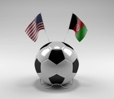 Amerika Birleşik Devletleri - Afganistan Futbol Bayrakları, Beyaz Arkaplan - 3D Render