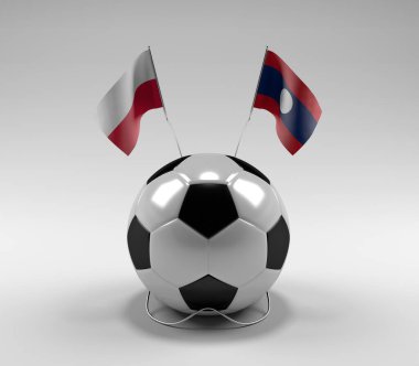 Polonya - Laos Futbol Bayrakları, Beyaz Arkaplan - 3D Render
