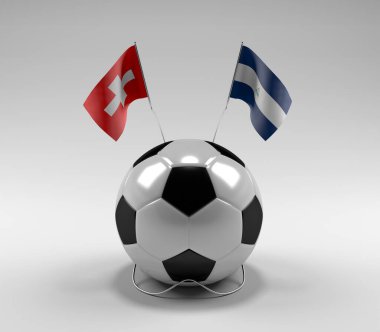 İsviçre - Nikaragua Futbol Bayrakları, Beyaz Arkaplan - 3D Render