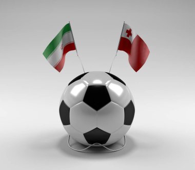 İran - Tonga Futbol Bayrakları, Beyaz Arkaplan - 3D Render