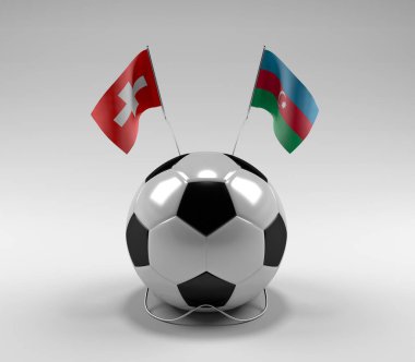 İsviçre - Azerbaycan Futbol Bayrakları, Beyaz Arkaplan - 3D Render