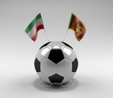 İran - Sri-Lanka Futbol Bayrakları, Beyaz Arkaplan - 3D Render