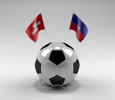 İsviçre - Haiti Futbol Bayrakları, Beyaz Arkaplan - 3D Render