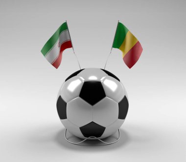 İran - Mali Futbol Bayrakları, Beyaz Arkaplan - 3D Render