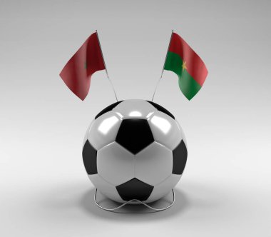 Fas - Burkina-Faso Futbol Bayrakları, Beyaz Arkaplan - 3D Render