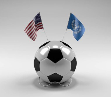 Amerika Birleşik Devletleri - Birleşmiş Milletler Bayrakları, Beyaz Arkaplan - 3D Yapılandırma