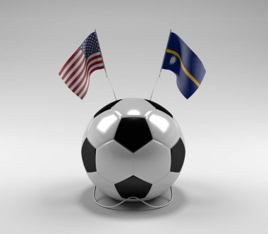 Amerika Birleşik Devletleri - Nauru Futbol Bayrakları, Beyaz Arkaplan - 3D Render