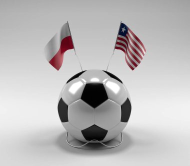 Polonya - Liberya Futbol Bayrakları, Beyaz Arkaplan - 3D Render