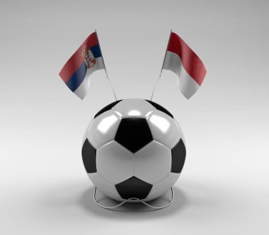 Sırbistan - Monako Futbol Bayrakları, Beyaz Arkaplan - 3D Render
