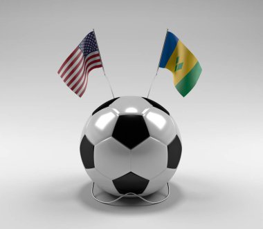 Amerika Birleşik Devletleri - Saint-Vincent-and the-Grenadines Futbol Bayrakları, Beyaz Arkaplan - 3D