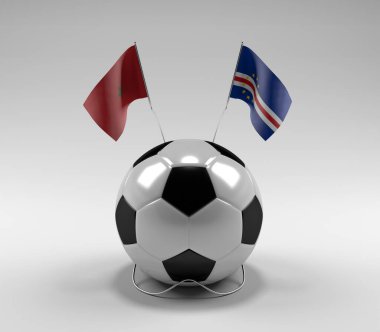 Fas - Cape-Verde Futbol Bayrakları, Beyaz Arkaplan - 3D Render