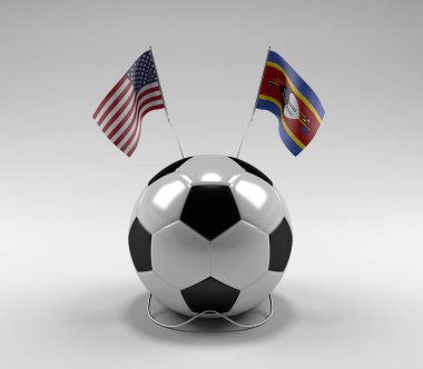 Amerika Birleşik Devletleri - Svaziland Futbol Bayrakları, Beyaz Arkaplan - 3D