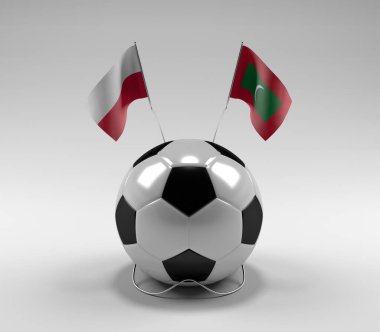 Polonya - Maldivler Futbol Bayrakları, Beyaz Arkaplan - 3D Render