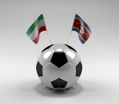 İran - Svaziland Futbol Bayrakları, Beyaz Arkaplan - 3D Render
