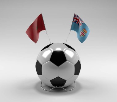 Fas - Fiji Futbol Bayrakları, Beyaz Arkaplan - 3D Render
