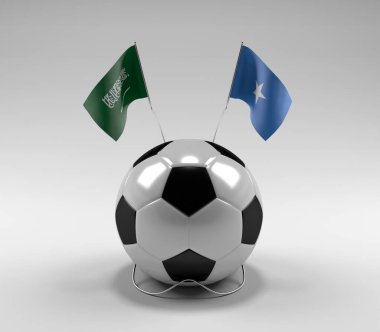 Suudi Arabistan - Somali Futbol Bayrakları, Beyaz Arkaplan - 3D Render