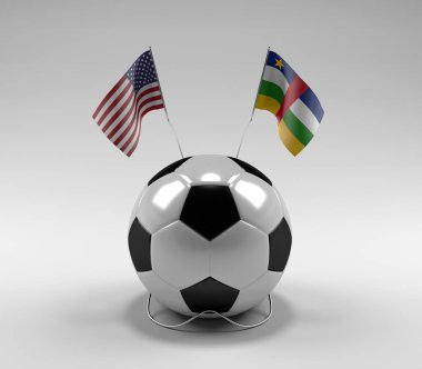Amerika Birleşik Devletleri - Orta Afrika Cumhuriyeti Futbol Bayrakları, Beyaz Arkaplan - 3D Render