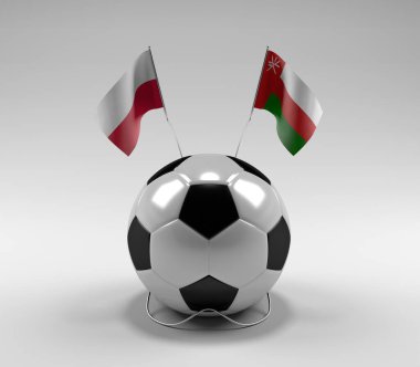 Polonya - Umman Futbol Bayrakları, Beyaz Arkaplan - 3D Render