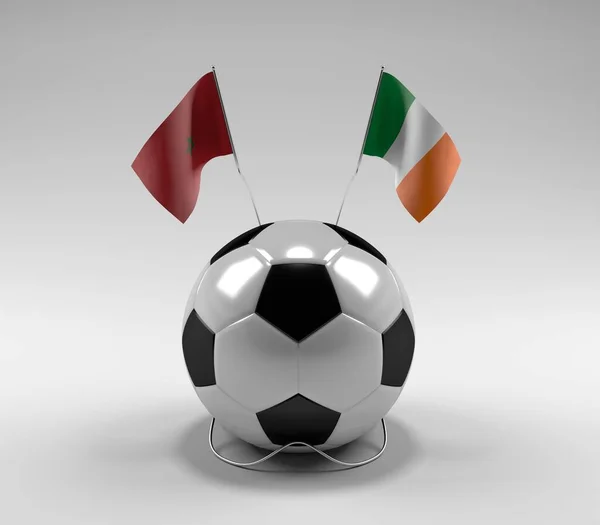 Flagi Piłkarskie Maroko Irlandia Białe Tło Render — Zdjęcie stockowe