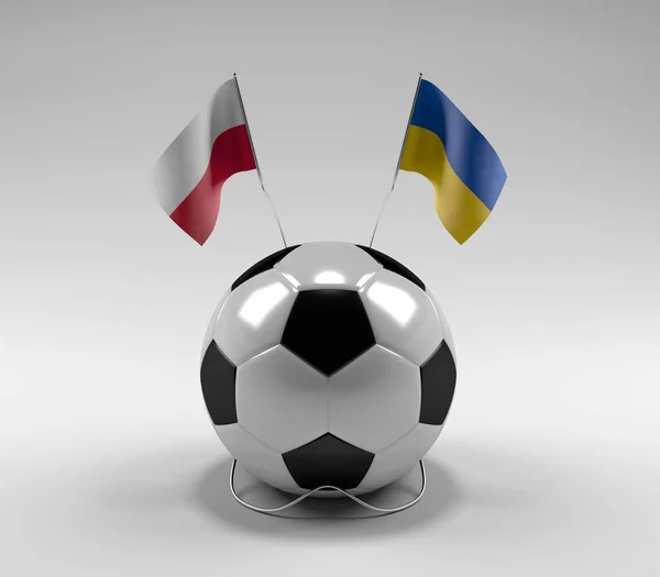 Poland Ukraine Football Flags White Background Render — Stock Photo, Image