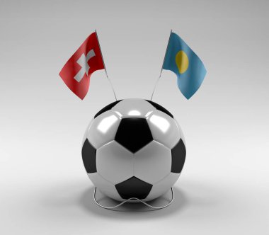 İsviçre - Palau Futbol Bayrakları, Beyaz Arkaplan - 3D Render