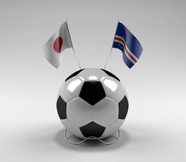 Japonya - Cape-Verde Futbol Bayrakları, Beyaz Arkaplan - 3D Render