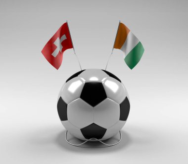 İsviçre - Cote-D-Fildişi Futbol Bayrakları, Beyaz Arkaplan - 3D Render