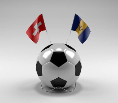 İsviçre - Barbados Futbol Bayrakları, Beyaz Arkaplan - 3D Render