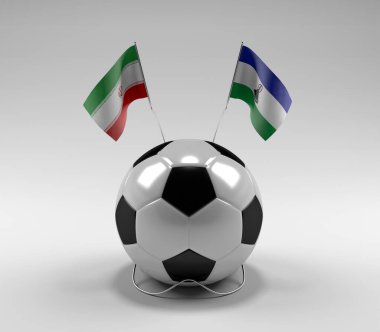 İran - Lesotho Futbol Bayrakları, Beyaz Arkaplan - 3D Render