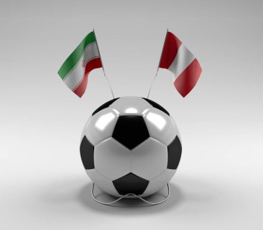 İran - Peru Futbol Bayrakları, Beyaz Arkaplan - 3D Yapılandırma