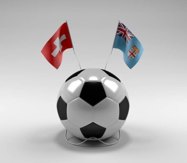 İsviçre - Fiji Futbol Bayrakları, Beyaz Arkaplan - 3D Render