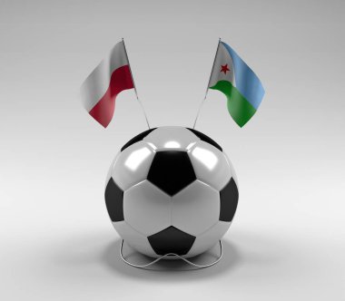 Polonya - Cibuti Futbol Bayrakları, Beyaz Arkaplan - 3D Render